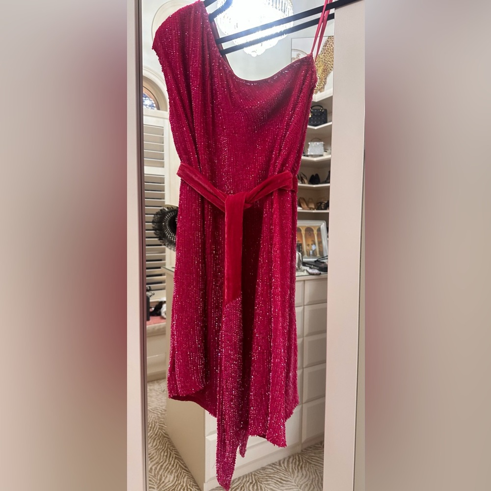 RETROFETE PINK TIE SEQUIN DRESS